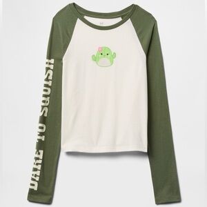 Gap Kids Squishmallows Graphic Raglan T-Shirt XL 12. Long sleeves green NEW